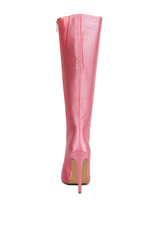 Diamante High Heeled Knee High Boot