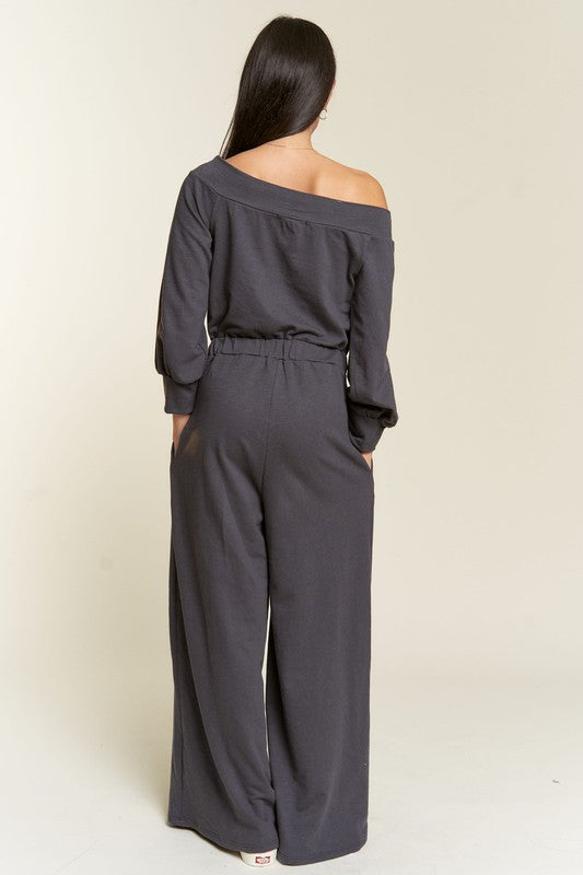 The One shoulder Terry Cotton Jumpsuit