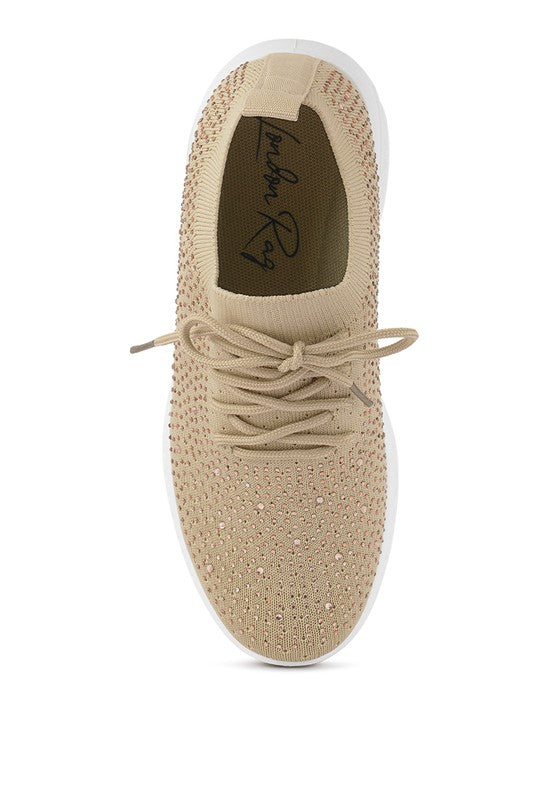 Elizha Studded Embellished Lace Up Slip on Sneakers