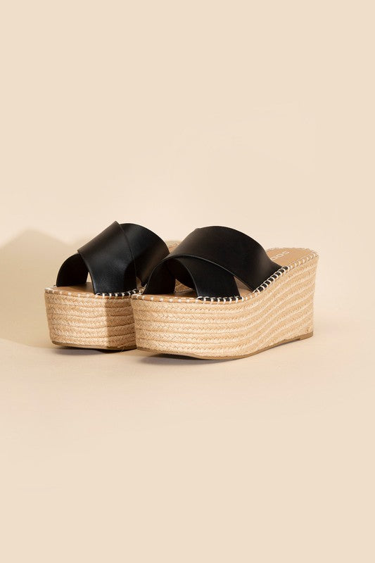 Gold Platform Wedge Slides