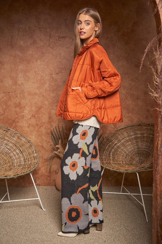 Flower Printed Casual Long Wide Pants