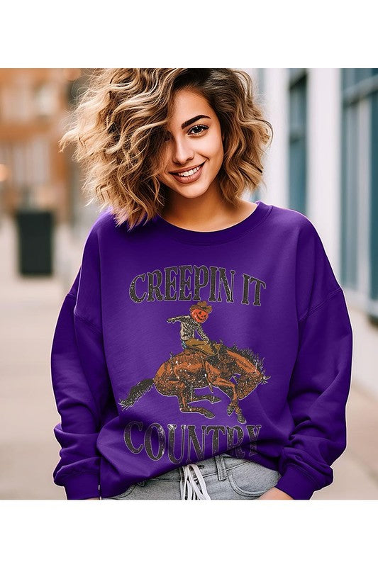 Halloween Creepin it Country Sweatshirt