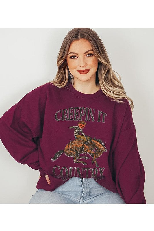 Halloween Creepin it Country Sweatshirt