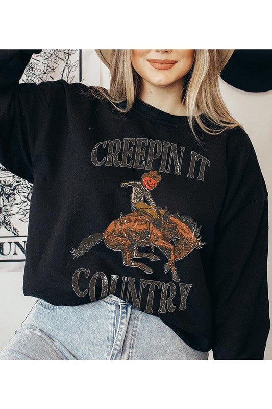 Halloween Creepin it Country Sweatshirt