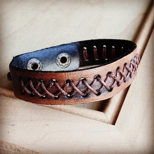 Dark Brown Vinatge Cuff X pattern Western Style Bracelet