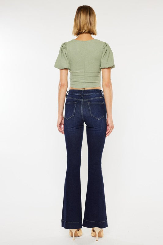 High Rise Dark Wash Flare Leg Jeans