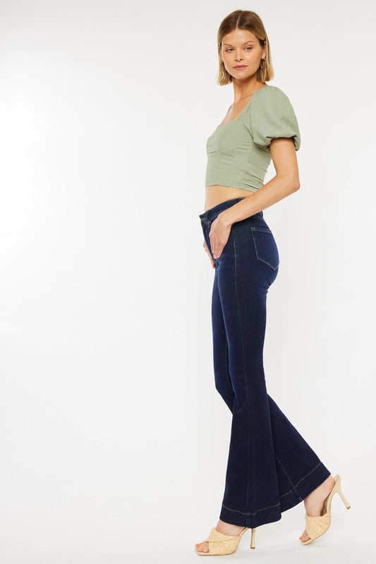 High Rise Dark Wash Flare Leg Jeans