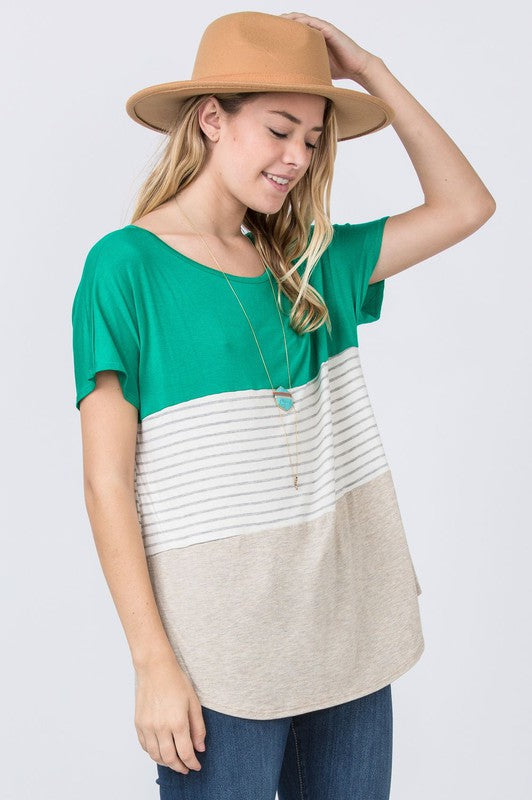 Three Color Block Tunic Top