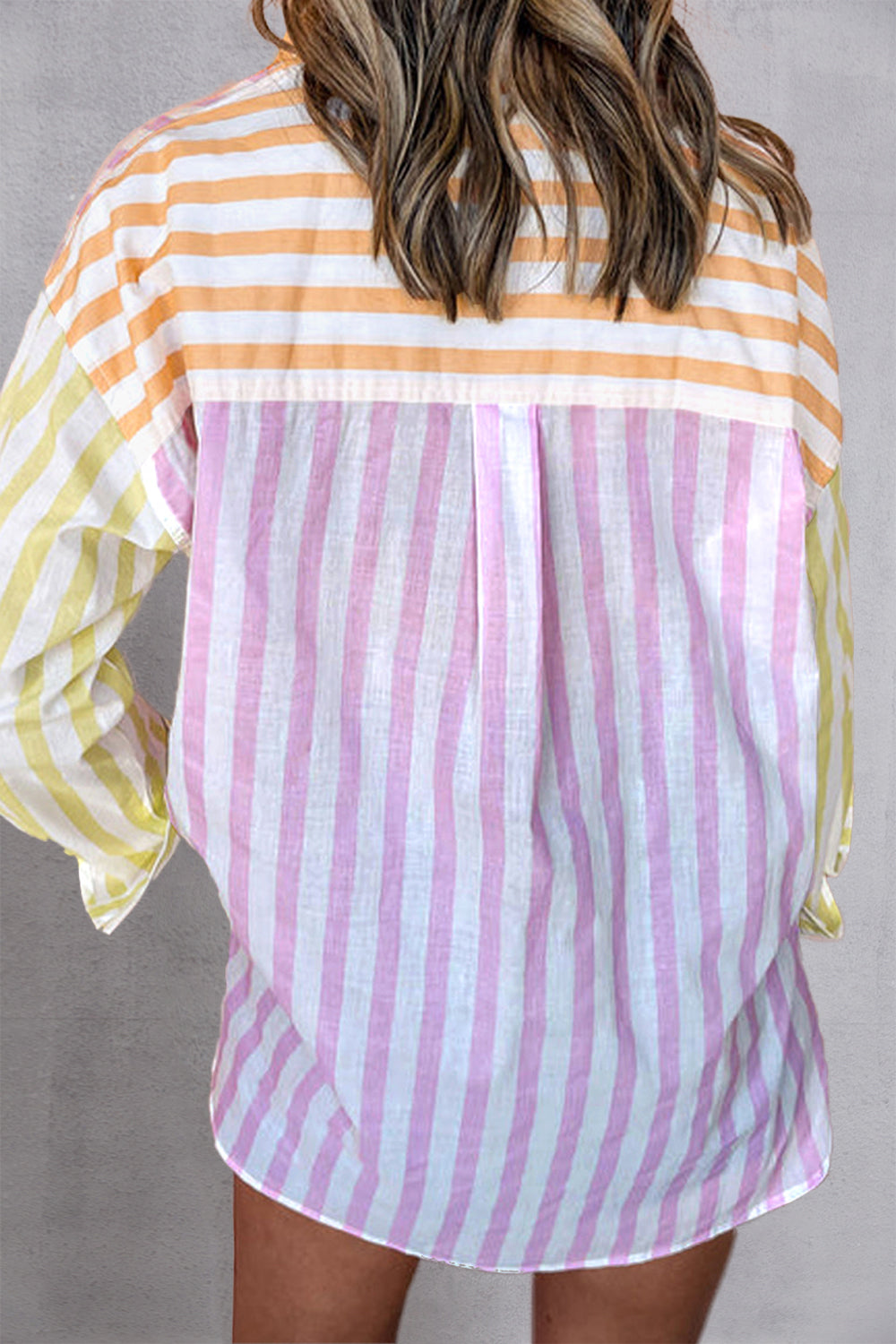 Pin Striped Button Up Long Sleeve Blouse