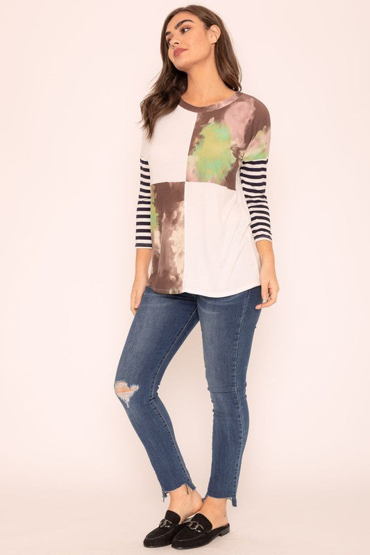 Tie Dye Color Block Tunic