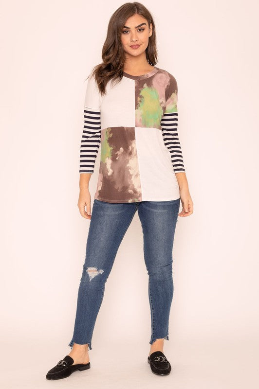 Tie Dye Color Block Tunic