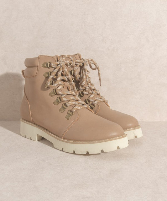 Latte ankle lace up boot