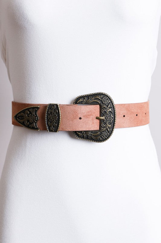 Suede Antique Western Buckle Belt