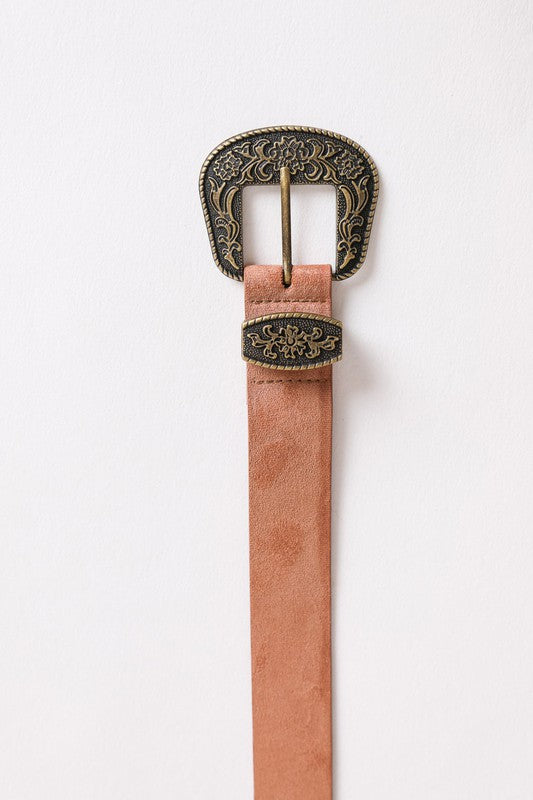 Suede Antique Western Buckle Belt