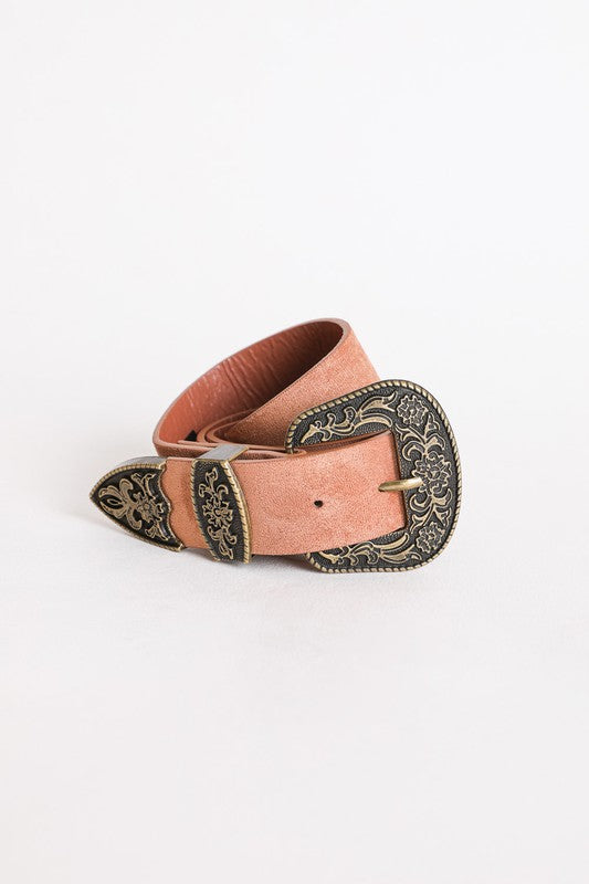 Suede Antique Western Buckle Belt