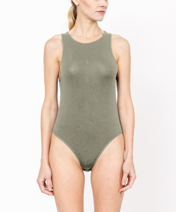 Halter Neck Bodysuit Bamboo Fabric