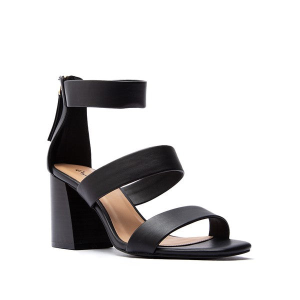 Three Straps Low Heel Sandals