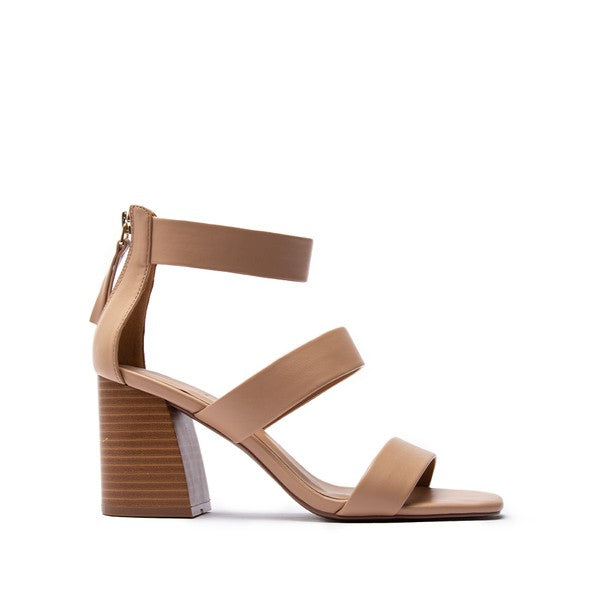 Three Straps Low Heel Sandals