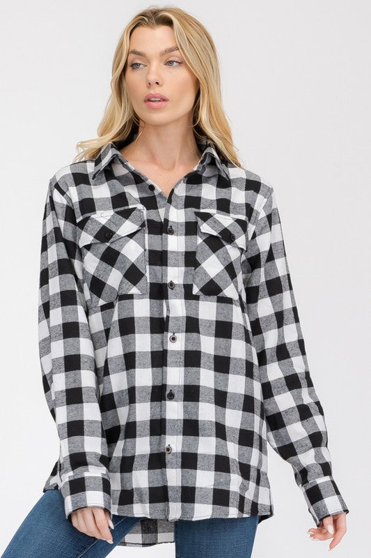 Boyfriend Checker Plaid Flannel Long Sleeve