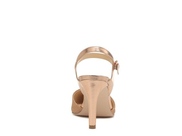 Women Ankle Strap High Heel Mule Dressy Shoes