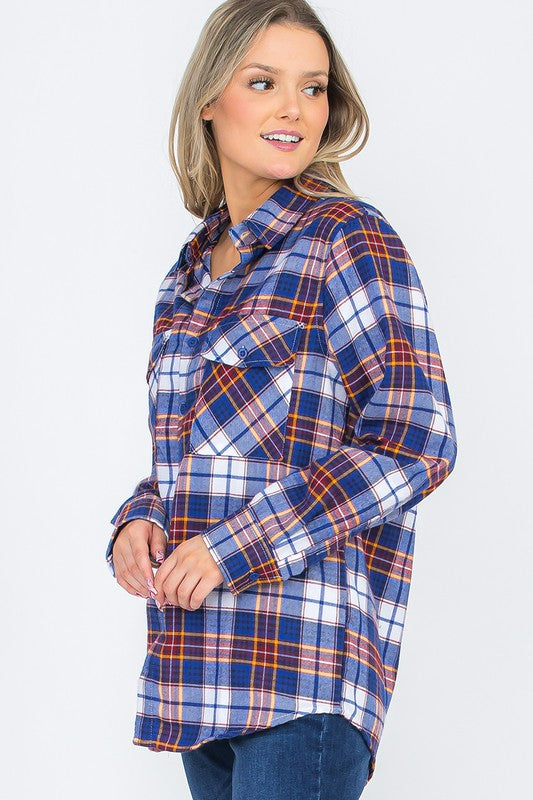 Plaid Flannel Long Sleeve Blouse