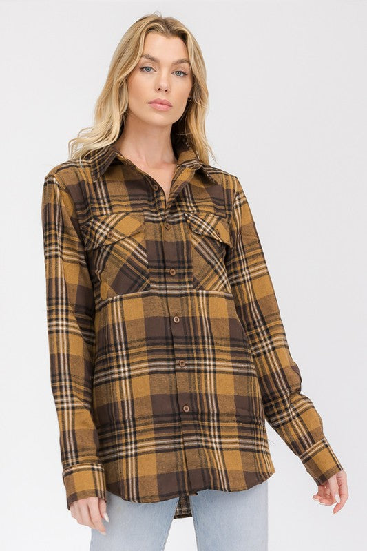 Plaid Flannel Long Sleeve Blouse