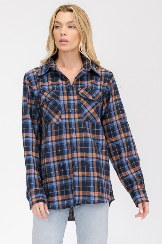 Plaid Flannel Long Sleeve Blouse