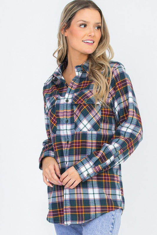 Plaid Flannel Long Sleeve Blouse