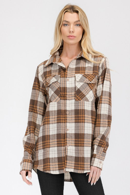 Plaid Flannel Long Sleeve Blouse