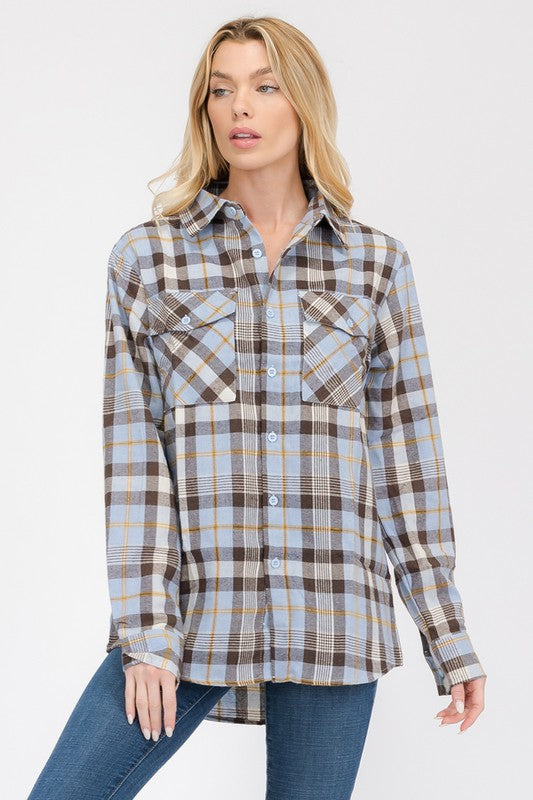 Plaid Flannel Long Sleeve Blouse