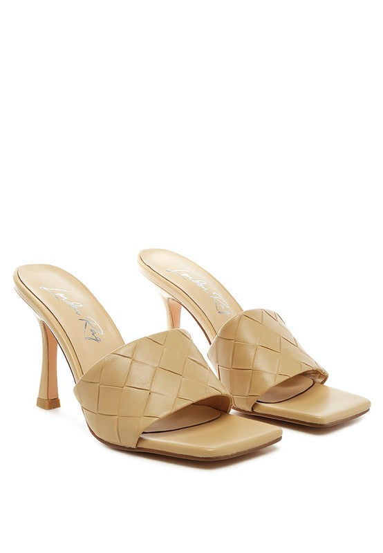 Carmen High Heeled  Slide In Sandal Square Toe Sandal