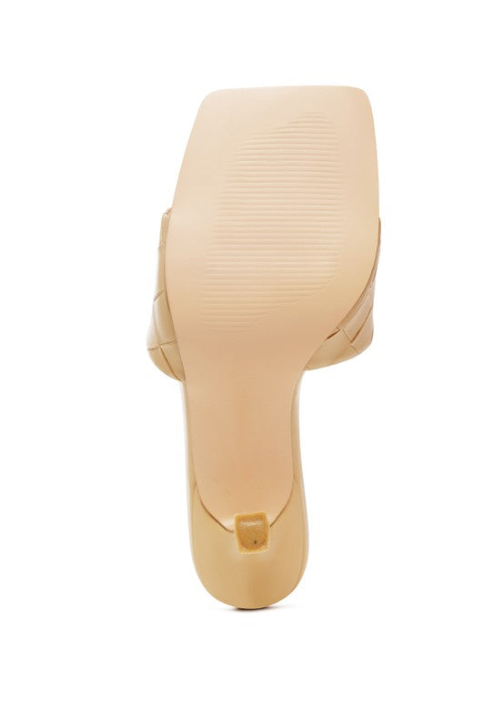 Carmen High Heeled  Slide In Sandal Square Toe Sandal