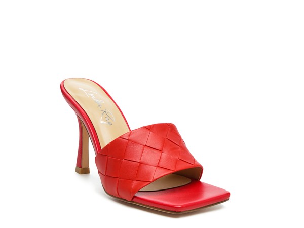 Carmen High Heeled  Slide In Sandal Square Toe Sandal