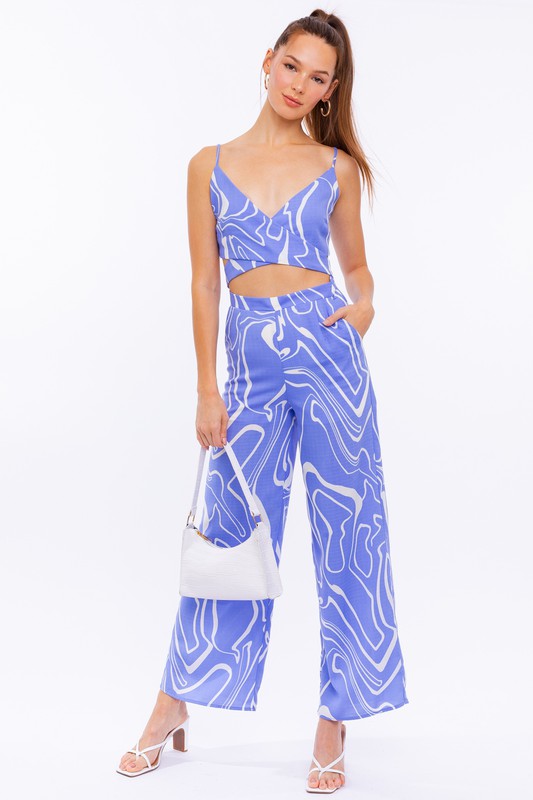 Surplice Swirl Print Crop Top