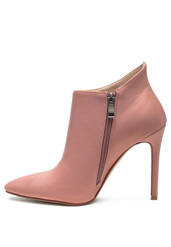 Women Pointed Toe Side Zipper Stiletto Heel Bootie