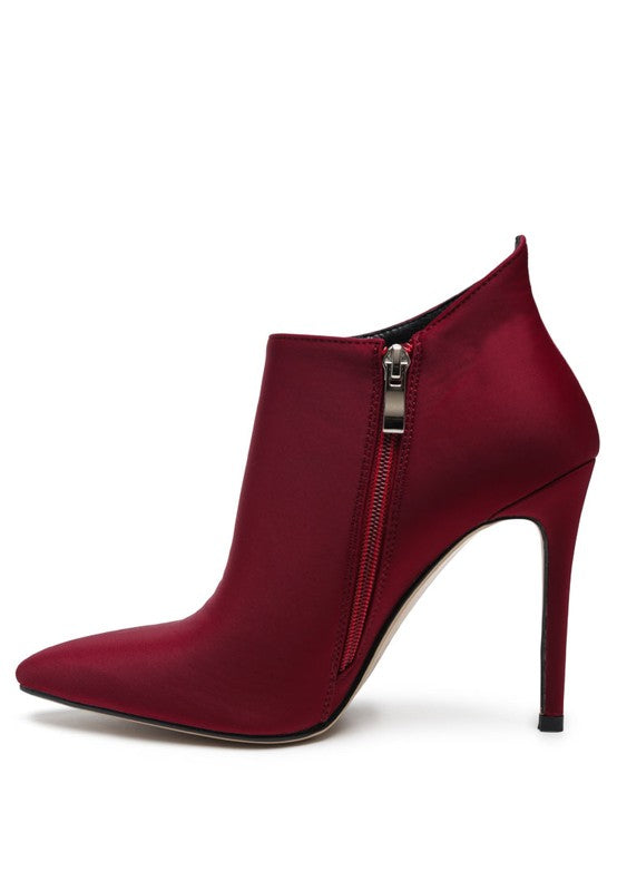 Women Pointed Toe Side Zipper Stiletto Heel Bootie