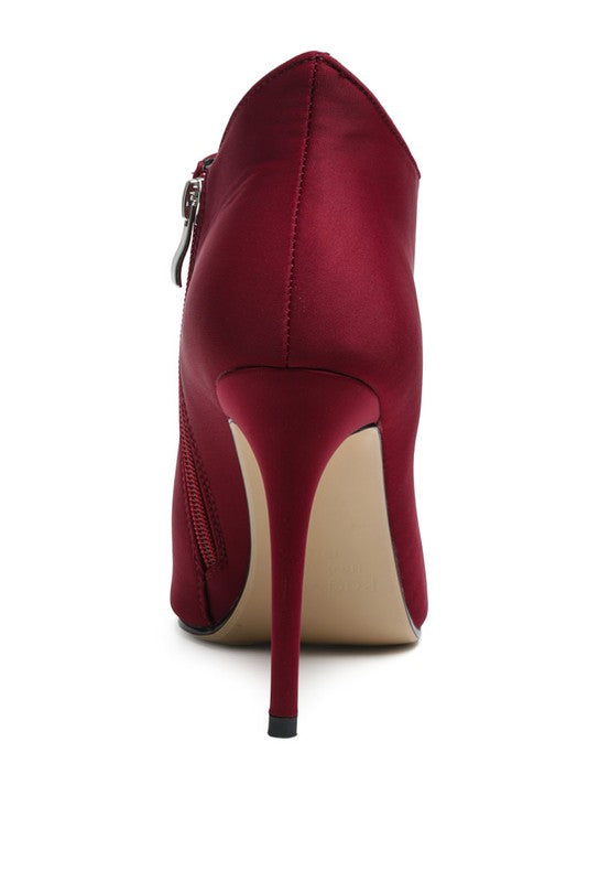 Women Pointed Toe Side Zipper Stiletto Heel Bootie