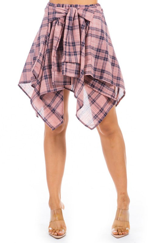 Handkerchief Plaidj Shirt Skirt