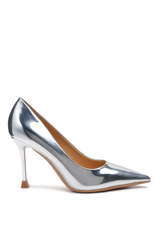 Shiny Silver High Heel Pumps