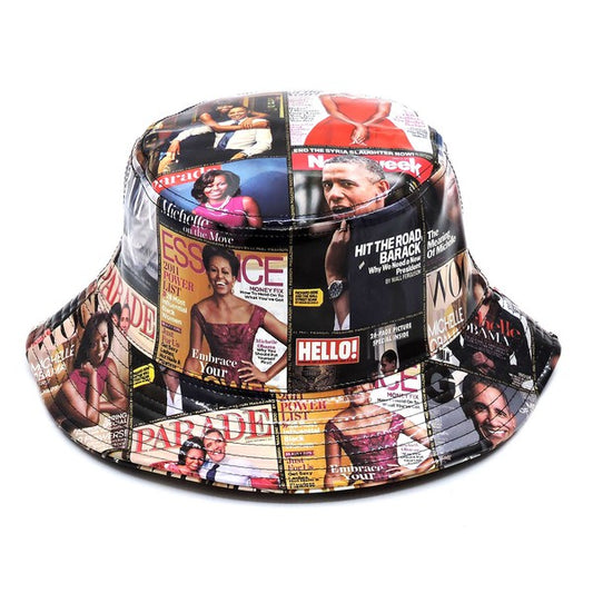 Magazine Cover Collage Print  Bucket Hat