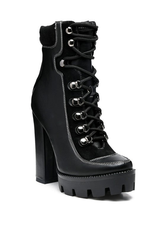 The Yeti High Thick Chunky Sole Lace Up Ankle Boot