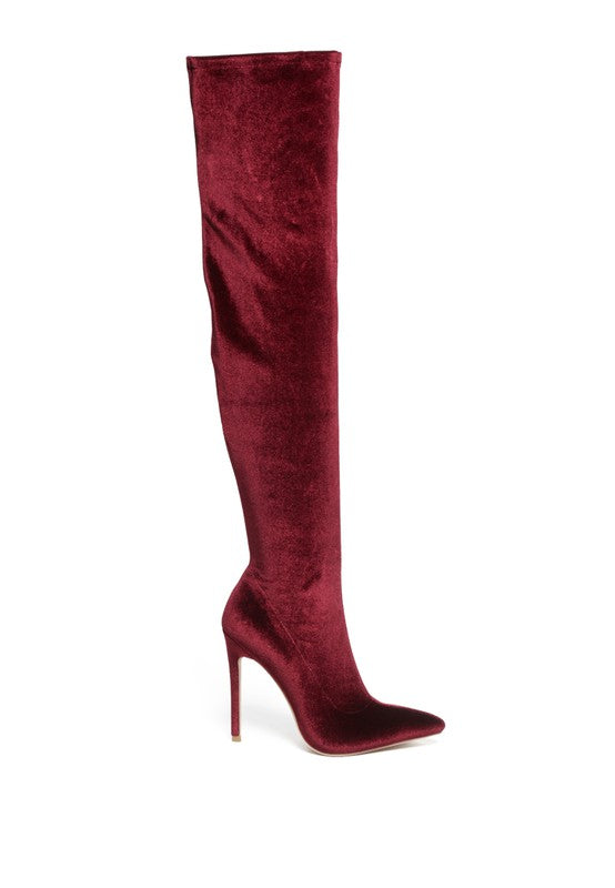 Women Velvet Thigh High Boot