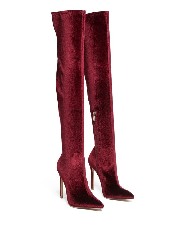 Women Velvet Thigh High Boot