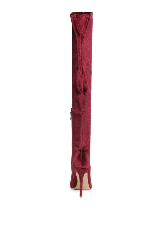 Women Velvet Thigh High Boot