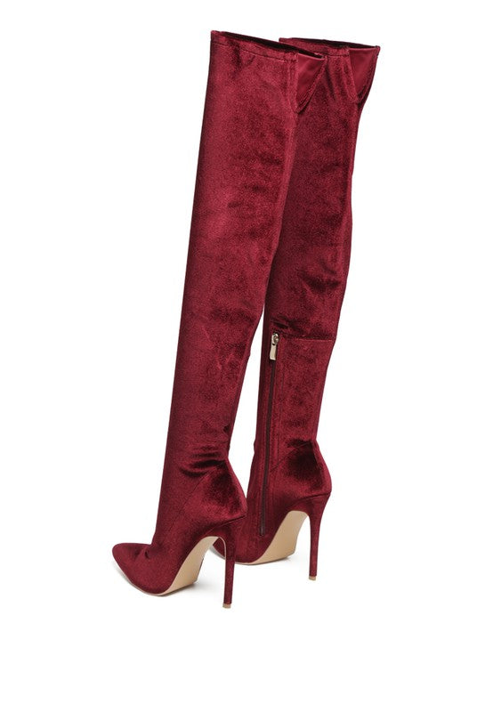 Women Velvet Thigh High Boot