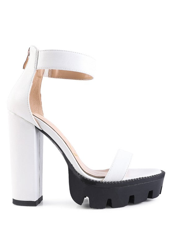 Snakeskin Print High Chunky Heel Block Sandals