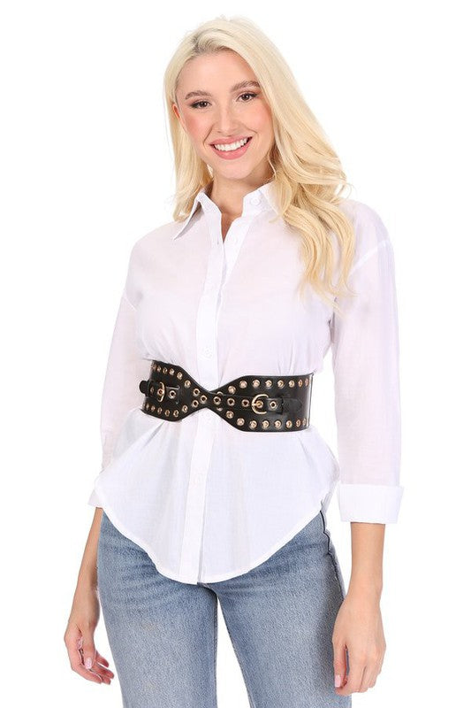 Western Gold Studded Extra Wide Belt