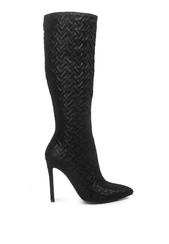 Fashion Quilted Print High Heel Knee Boots