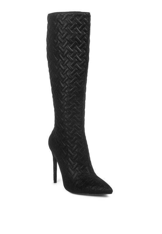 Fashion Quilted Print High Heel Knee Boots