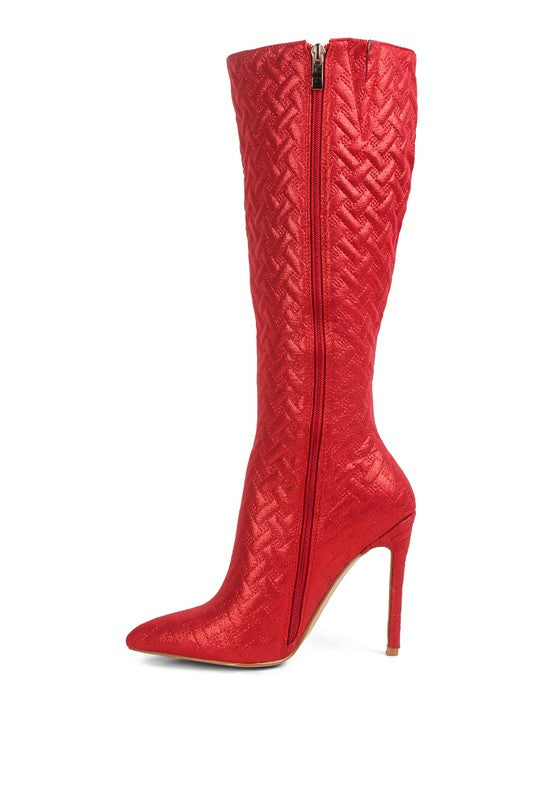 Fashion Quilted Print High Heel Knee Boots